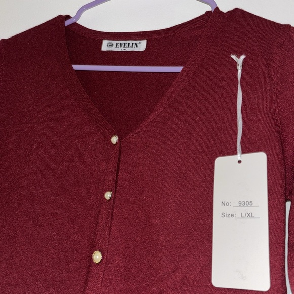 EVELIN Maroon Button Up Sweater - Picture 3 of 9